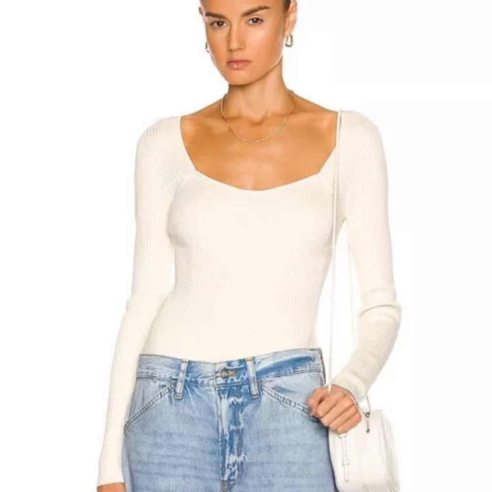 Frame Ivory Ribbed Knit Structured Stretch Sweater Zipper Cuffs W-789 Sz L